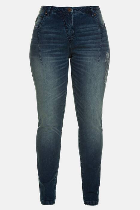 Curvy-Jeans, Used-Optik, 5-Pocket-Form, Ziernähte