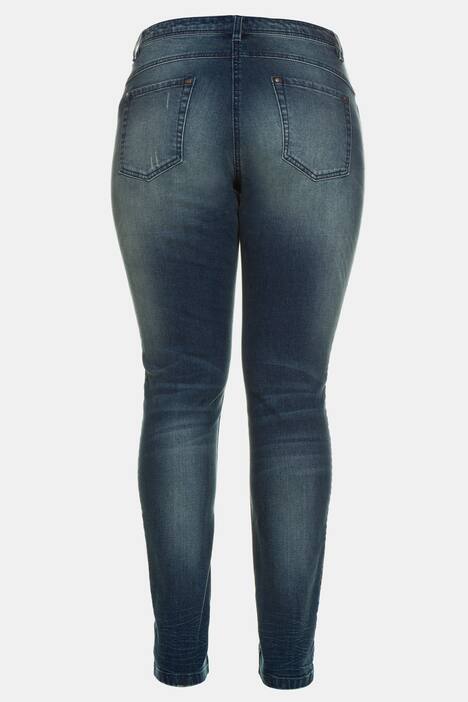 Curvy-Jeans, Used-Optik, 5-Pocket-Form, Ziernähte