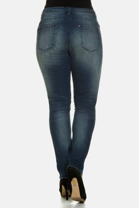 Curvy-Jeans, Used-Optik, 5-Pocket-Form, Ziernähte