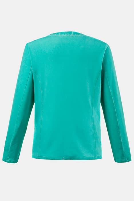 Textured Quilted Zip Front Long Sleeve Sweatshirt Jacket