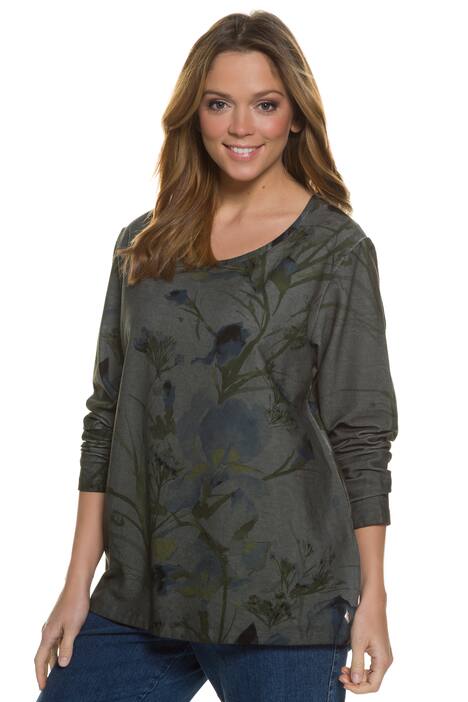 Sweatshirt, Blütenmuster, Elasthan