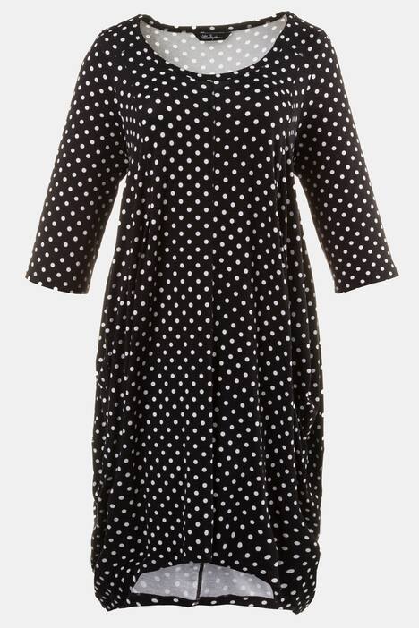 Kleid, Zipfelsaum, A-Linie, Tupfenmuster
