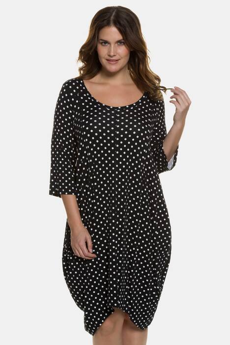 Kleid, Zipfelsaum, A-Linie, Tupfenmuster