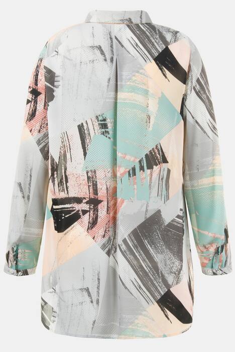 Longbluse, Patchdruck, transparent, bügelfrei
