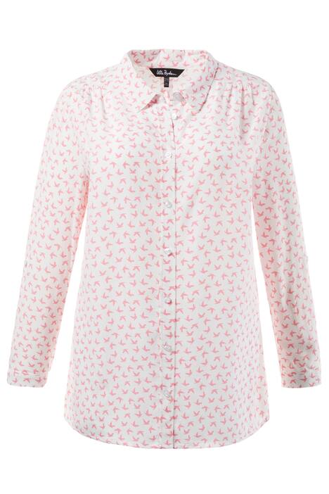 Bird Print Button Front Blouse
