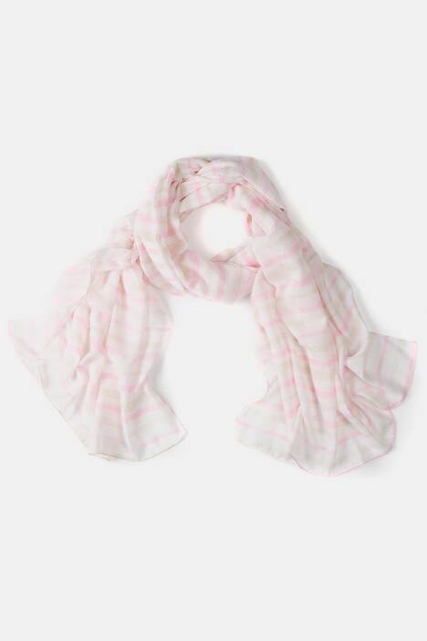 Schal, Streifenmuster, weiß - rosa