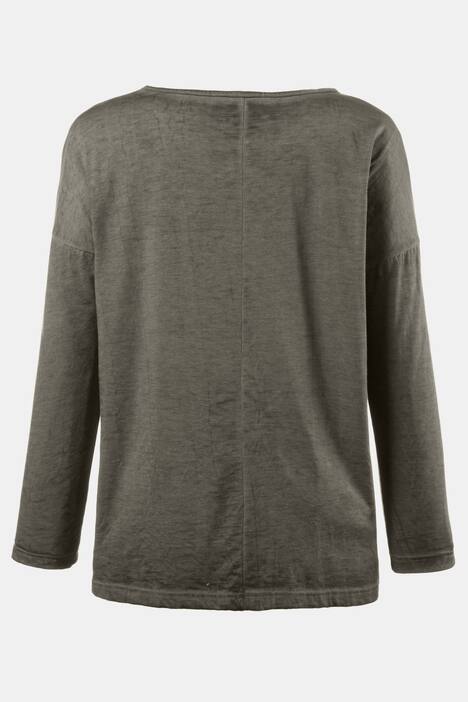 Knot Fringe Knit Round Neck Oversized Fit Top
