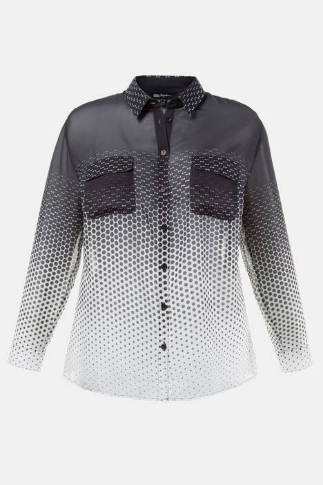 Hemdbluse, Musterverlauf, leicht transparent, bügelfrei