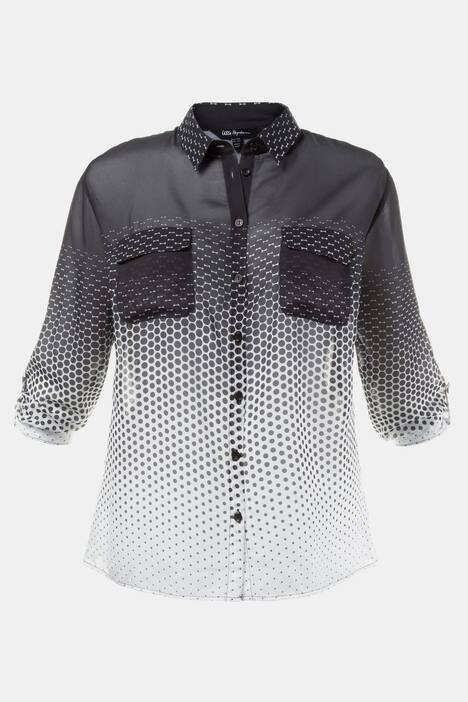 Hemdbluse, Musterverlauf, leicht transparent, bügelfrei