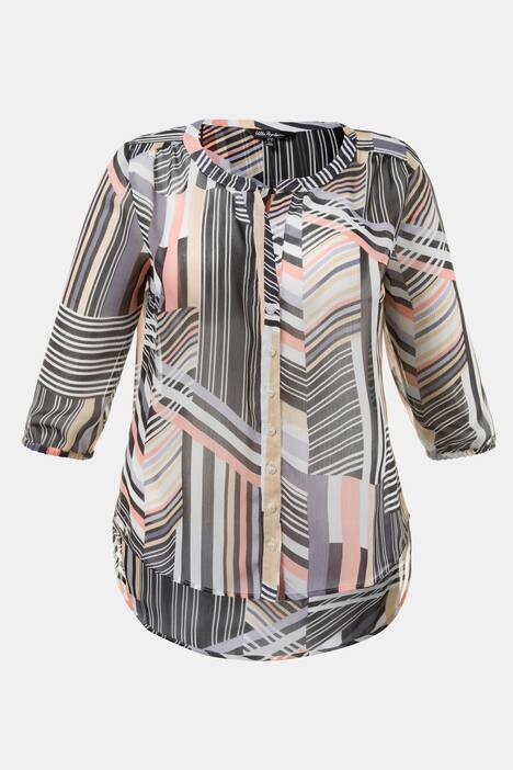 Bluse, grafisches Muster, leicht transparent, bügelfrei