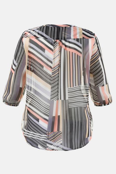 Bluse, grafisches Muster, leicht transparent, bügelfrei