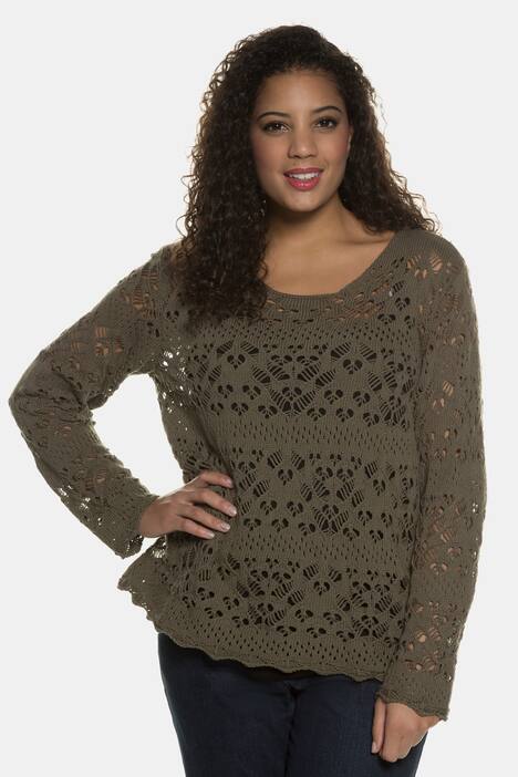 Pullover, Ajourmuster, leicht transparent