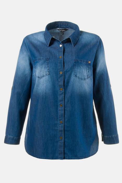 Washed Denim Relaxed Fit Cotton Long Sleeve Shirt