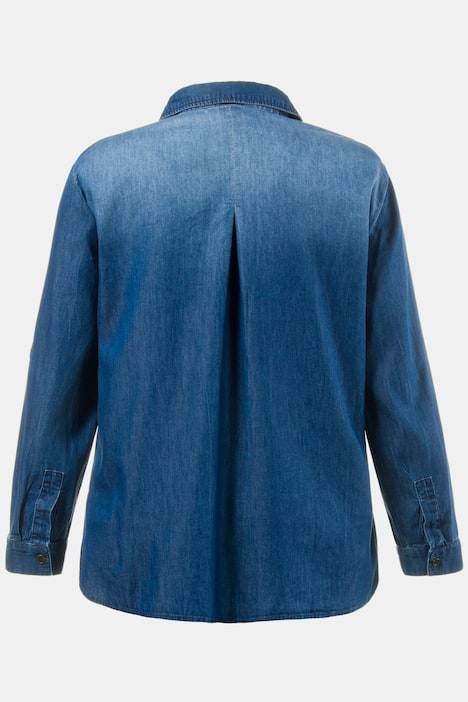 Washed Denim Relaxed Fit Cotton Long Sleeve Shirt