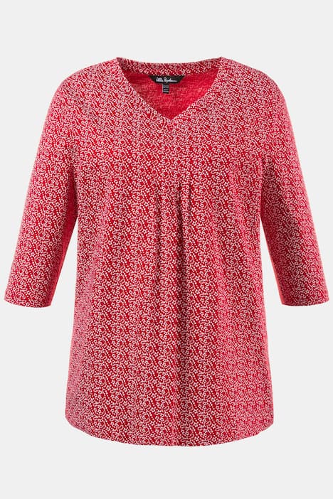 Two Color Swirl Print Pintuck Cotton Classic Fit Tee