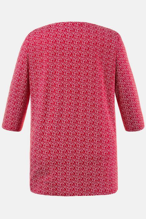 Two Color Swirl Print Pintuck Cotton Classic Fit Tee