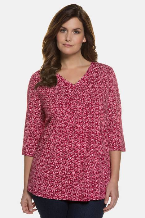 Two Color Swirl Print Pintuck Cotton Classic Fit Tee