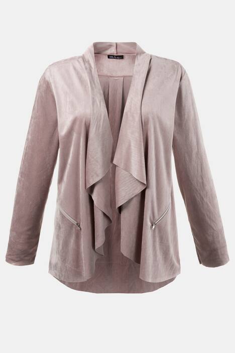 Jacke, Veloursleder-Optik, Wasserfallausschnitt