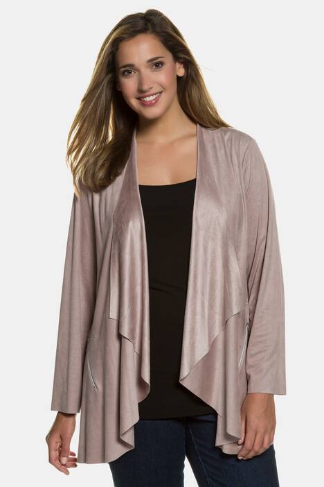 Jacke, Veloursleder-Optik, Wasserfallausschnitt
