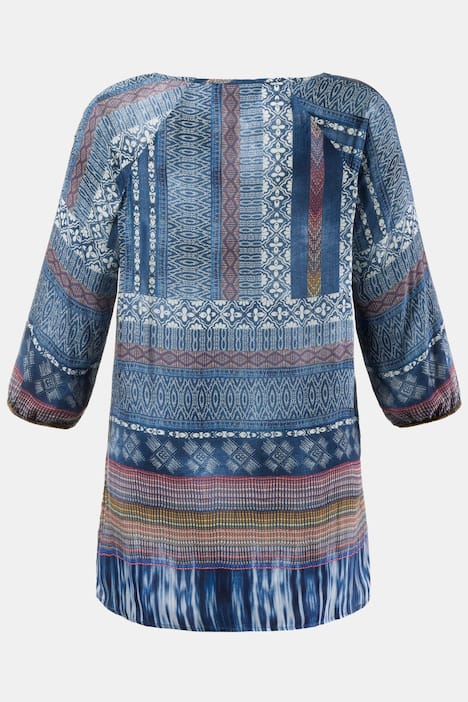 Patchwork Print Raglan Sleeve Blouse