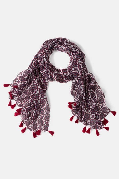 Medallion Print Tassel Scarf
