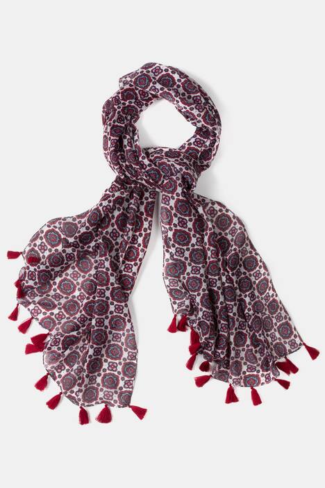 Medallion Print Tassel Scarf