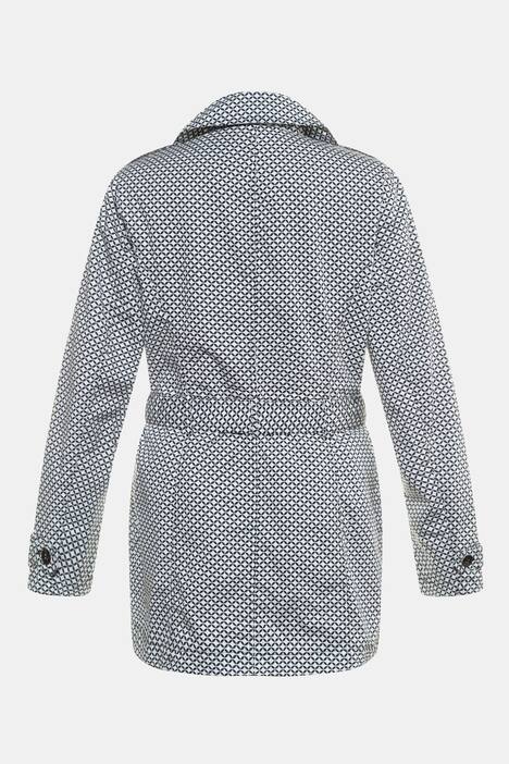 Trenchcoat, Grafikmuster, kurze Form, Gürtel