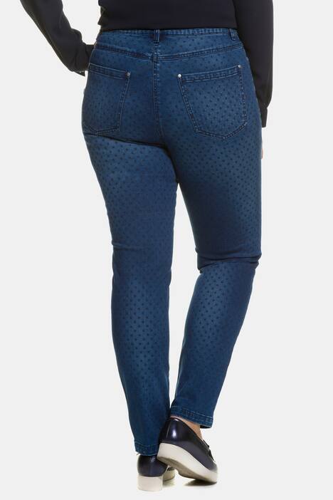 Skinny Fit Dot Print 5 Pocket Stretch Jeans