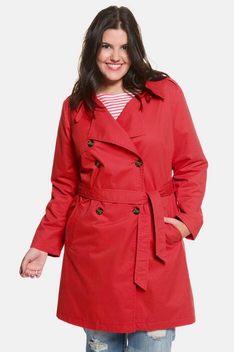Trenchcoat, doppelreihig, Bindegürtel, Futter mit Melonenmuster