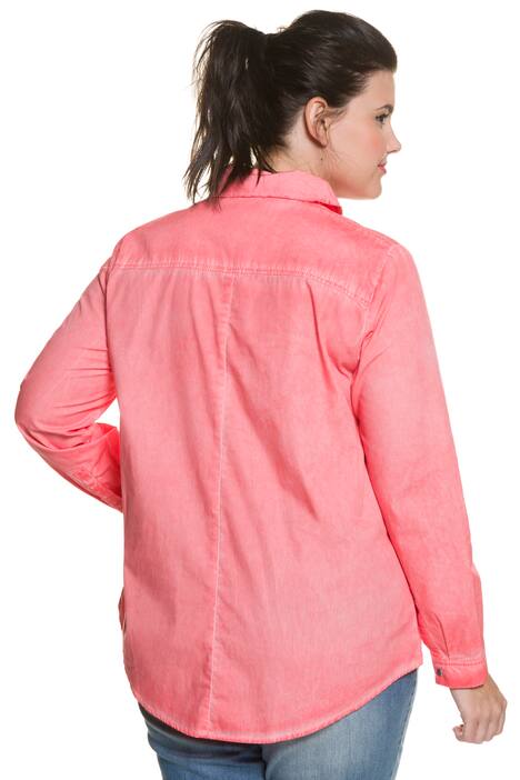 Jeanshemd, Fransenkragen, Oversized, hinten länger