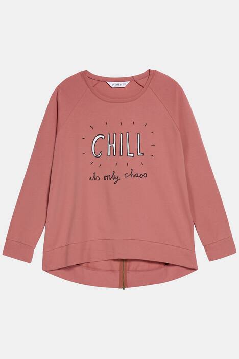 Sweatshirt, Motiv 'Chill', Reißverschluss hinten, Raglanärmel