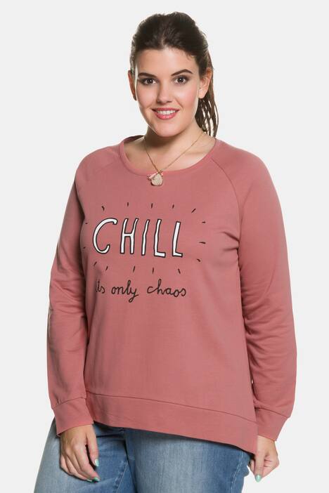 Sweatshirt, Motiv 'Chill', Reißverschluss hinten, Raglanärmel