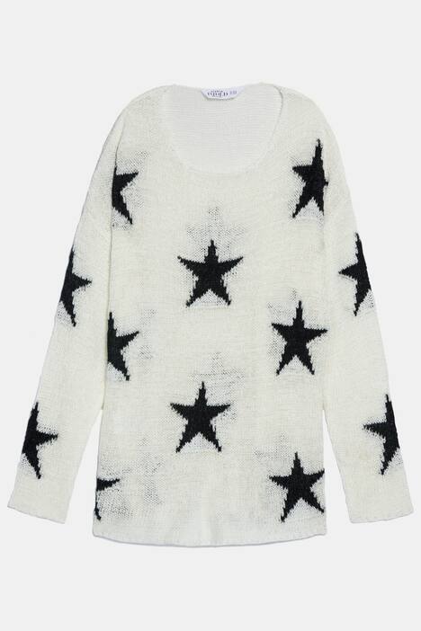 Star Design Round Neck Long Sleeve Sweater