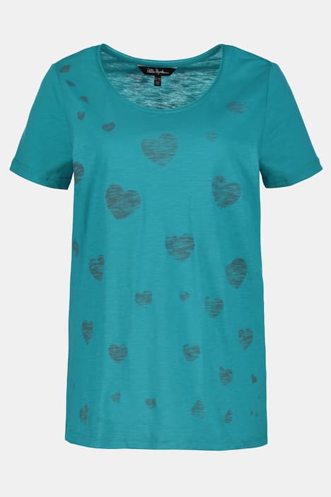 Slub Jersey Heart Print Shirt