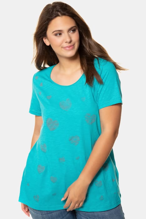Slub Jersey Heart Print Shirt