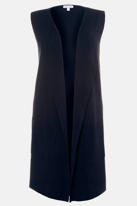 Longweste, weicher Rippstrick, 2 Taschen, offene Form