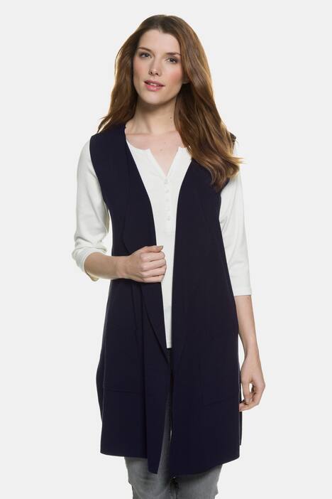 Longweste, weicher Rippstrick, 2 Taschen, offene Form