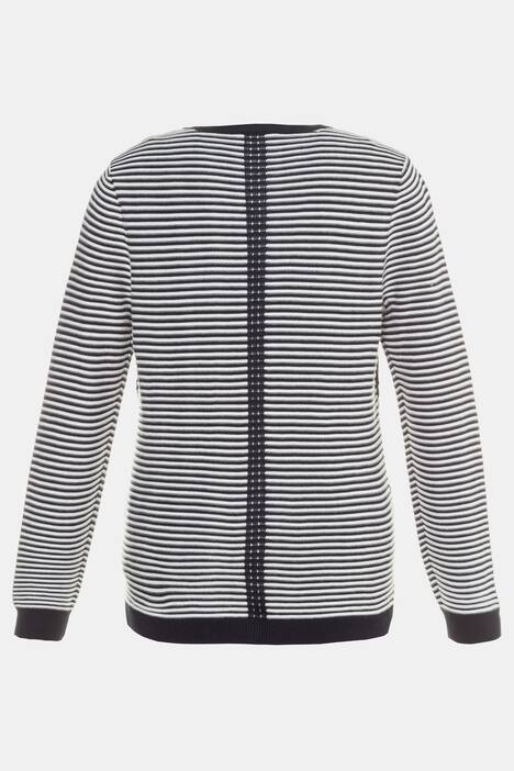 Streifenpullover, Strickakzente, Rundhalsausschnitt
