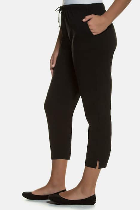 Slim Leg Drawstring Pocket Knit Crop Pants