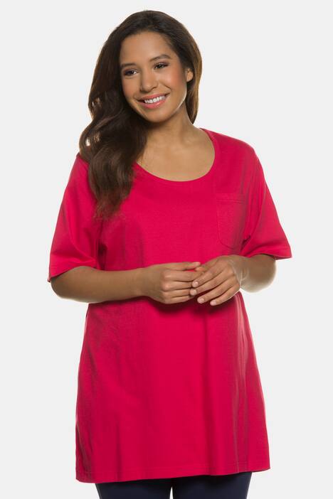 Pocket Accent Cotton Knit A-line Swing Tunic