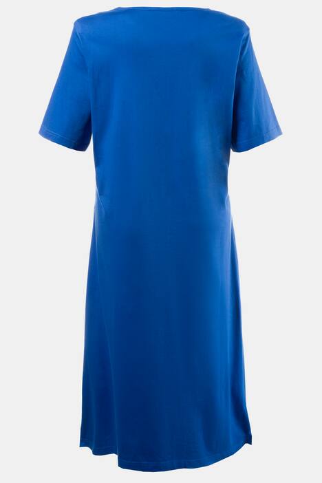 Kleid, kurze Ärmel, Relaxed, A-Linie, blauer Farbeffekt, bis Gr. 66/68