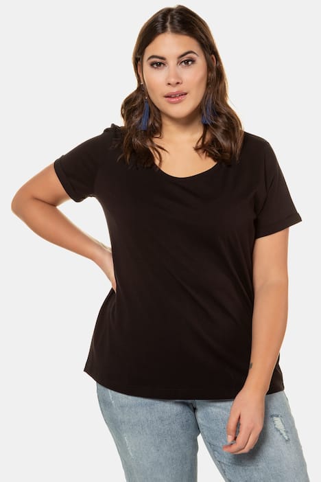T-Shirt, weiter Rundhalsausschnitt, Halbarm