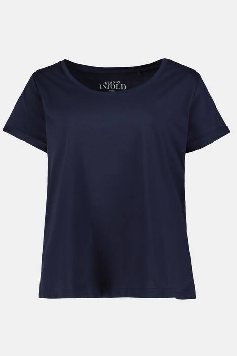 Curved Hem Round Neck Short Sleeve Tee