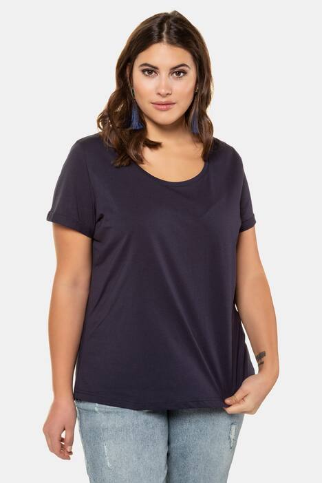 Curved Hem Round Neck Short Sleeve Tee