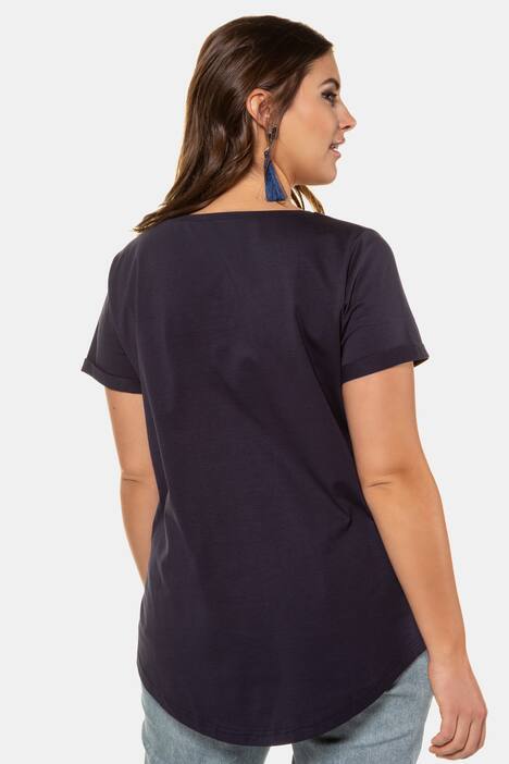 Curved Hem Round Neck Short Sleeve Tee