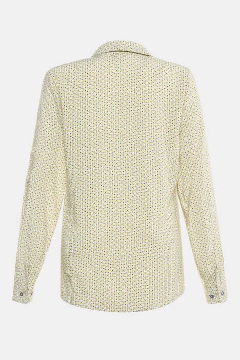 Hemdbluse, Retro-Muster, offener Hemdkragen, Viskose