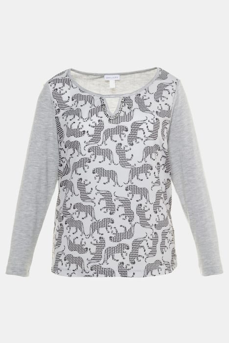 Shirt, Wildkatzenmuster, Strass, Keilausschnitt