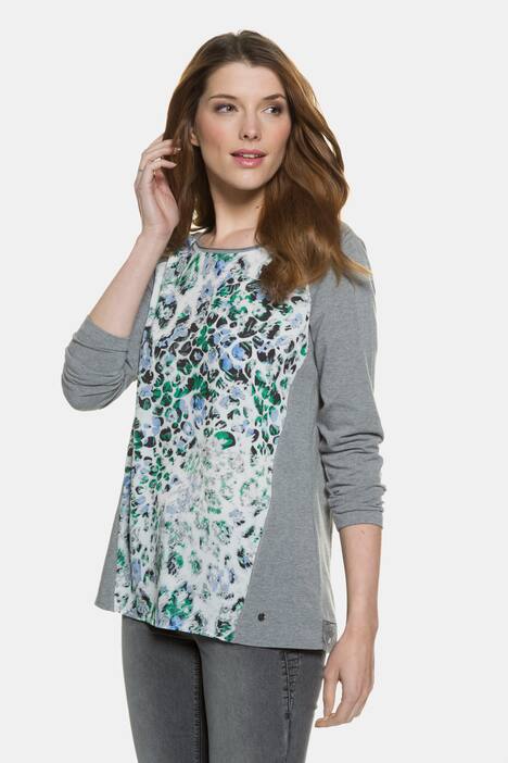 Shirt, Animalmuster, Ausschnitt mit Rollkante, hinten länger