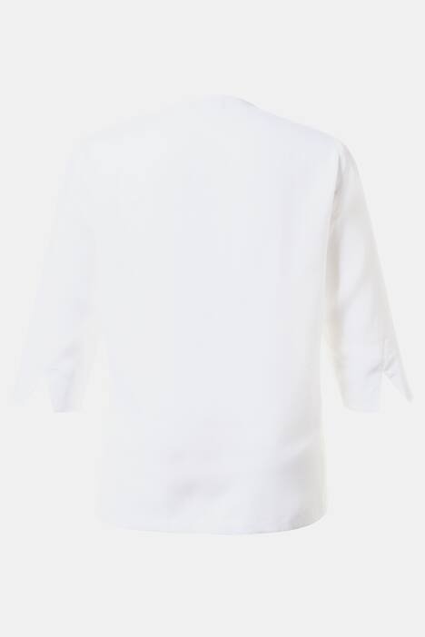 Embroidered Yoke Round Neck Linen Blouse