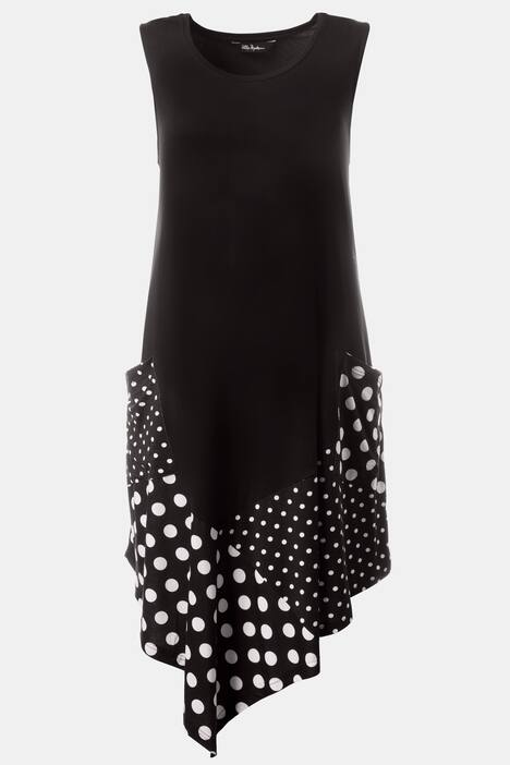 Polka Dot Handkerchief Hem Stretch Knit Lounge Dress